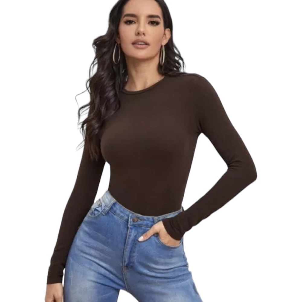 NEW SPANX On Top & In Control Classic Long Sleeve Shirt Bittersweet Size Medium